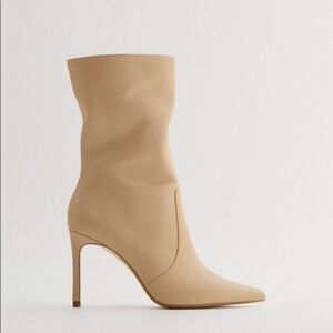 ZARA 100% LEATHER STILETTO ANKLE BOOTS BRAND NEW WITH TAGS US 7.5 EUR 38